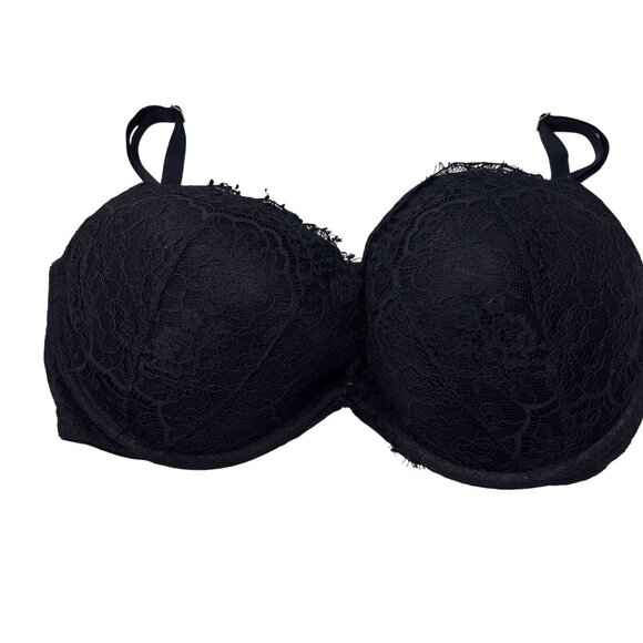Victorias Secret Dream Angels Push-Up Bra 38DD Black Lace Adjustable Straps Unde - Picture 7 of 10
